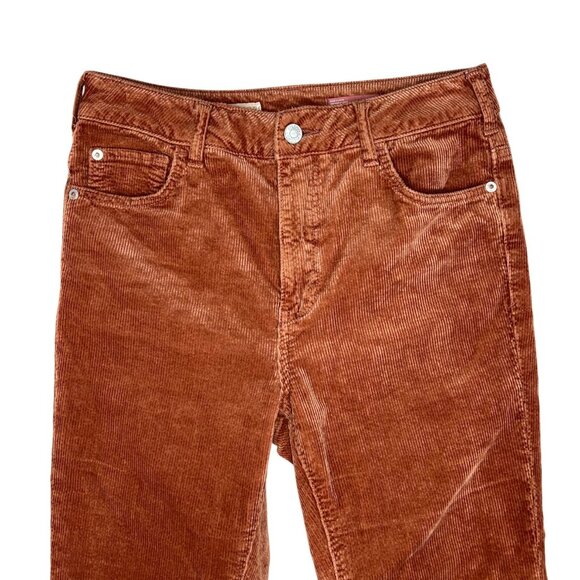Anthropologie Pilcro The Yaya Rust Orange Corduroy Crop Flared Pants Size 26 - Picture 12 of 16